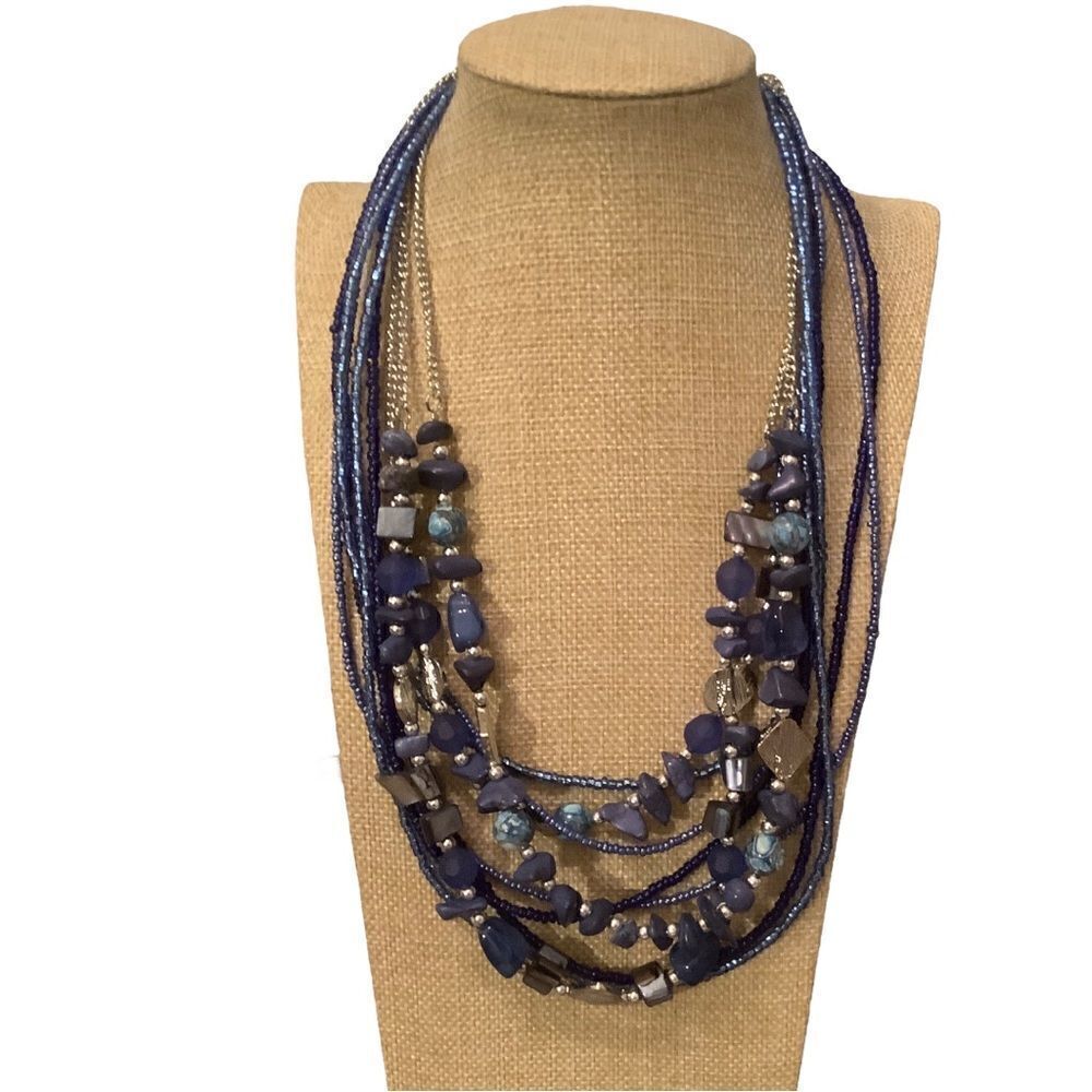 Laura Ashley blue beaded necklace NWT